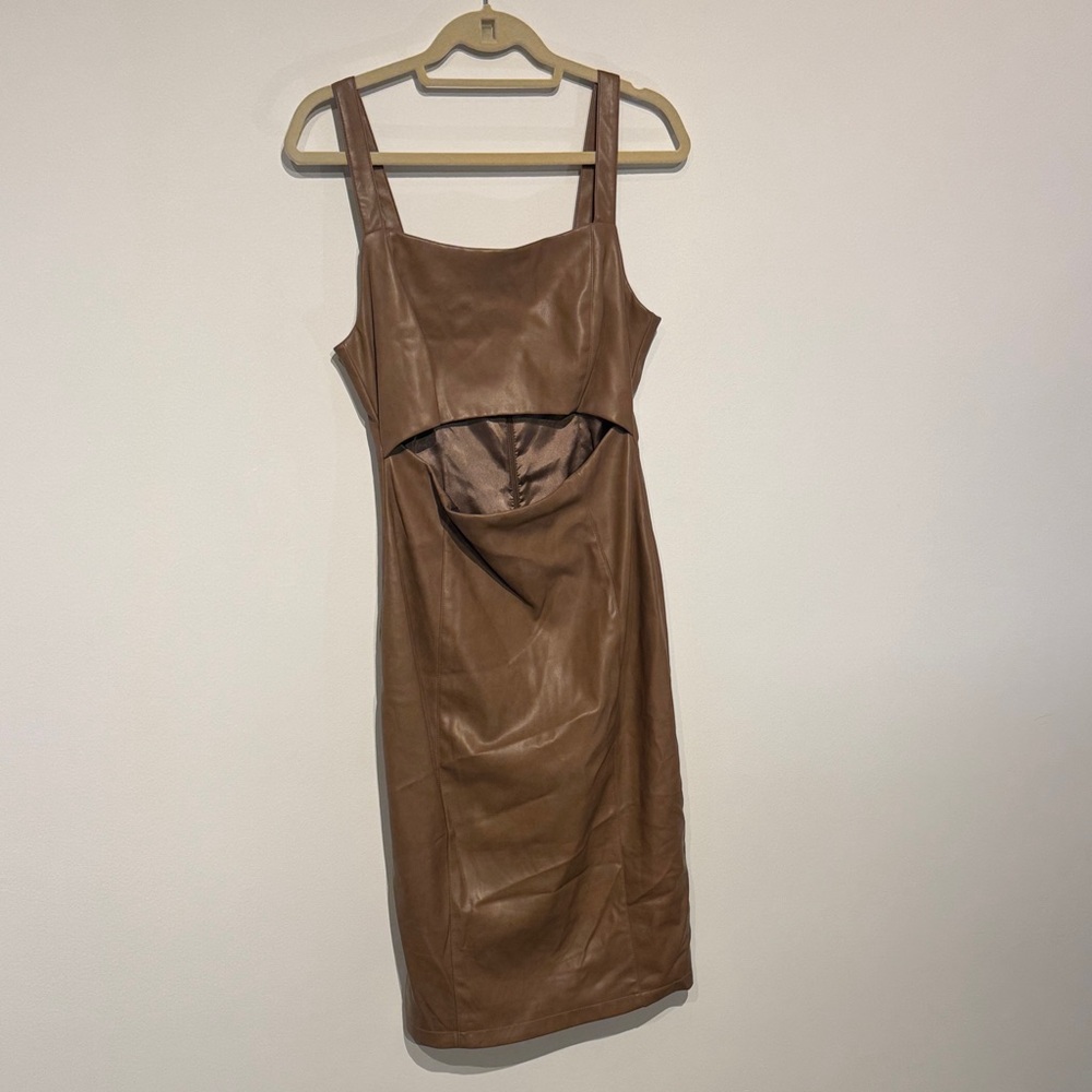 Brown Vegan Leather Dress